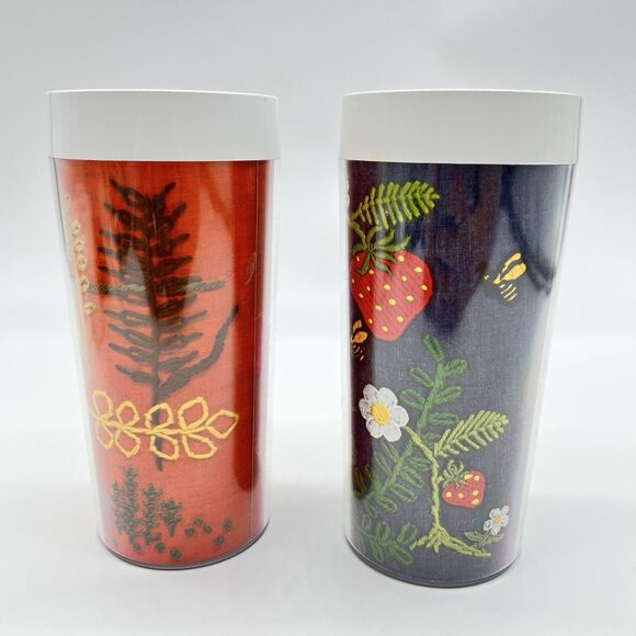 Vintage 70’s Dart Plastic Thermo Sew Mug Tumbler Made in USA 6”-Floral/Bee Theme - Picture 2 of 7